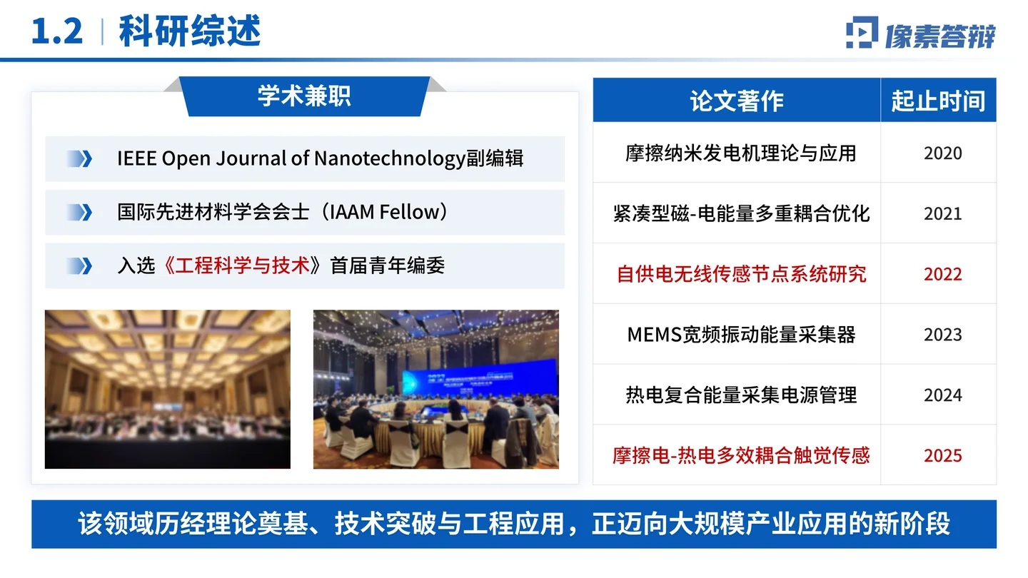 国家优青(青年科学基金项目B类)答辩PPT模板(自供电无线传感器)学术任职与论文著作页面参考